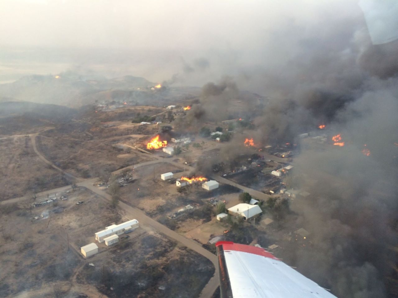 Aerial view of Double Diamond Wildfire