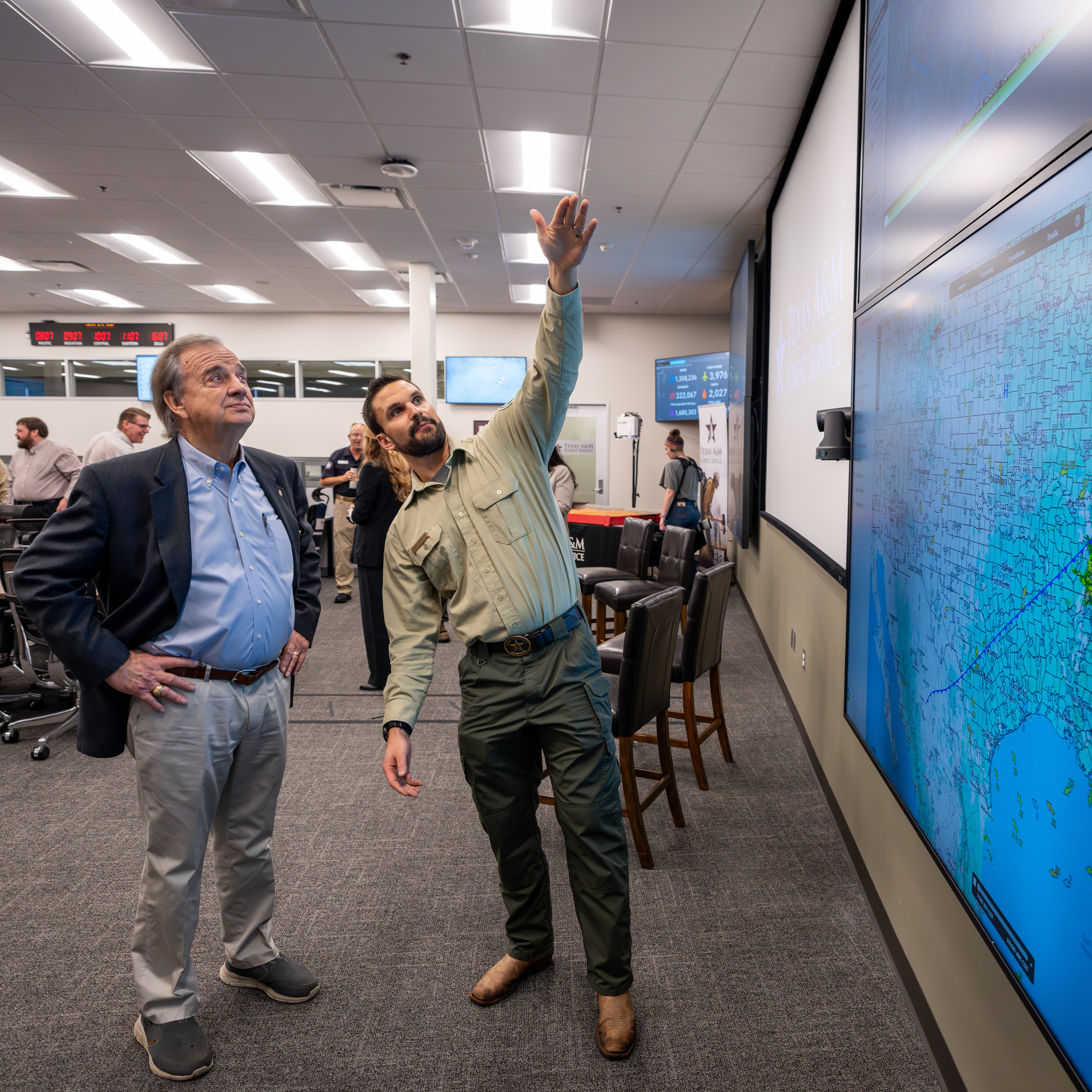Texas A&M Forest Service held a grand opening and ribbon cutting ceremony for the newly outfitted Emergency Operation Center in College Station today.