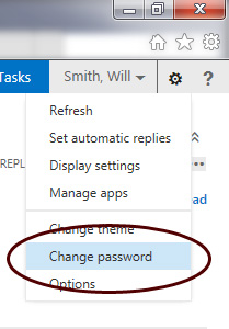 Outlook Web App - Change Password Selection