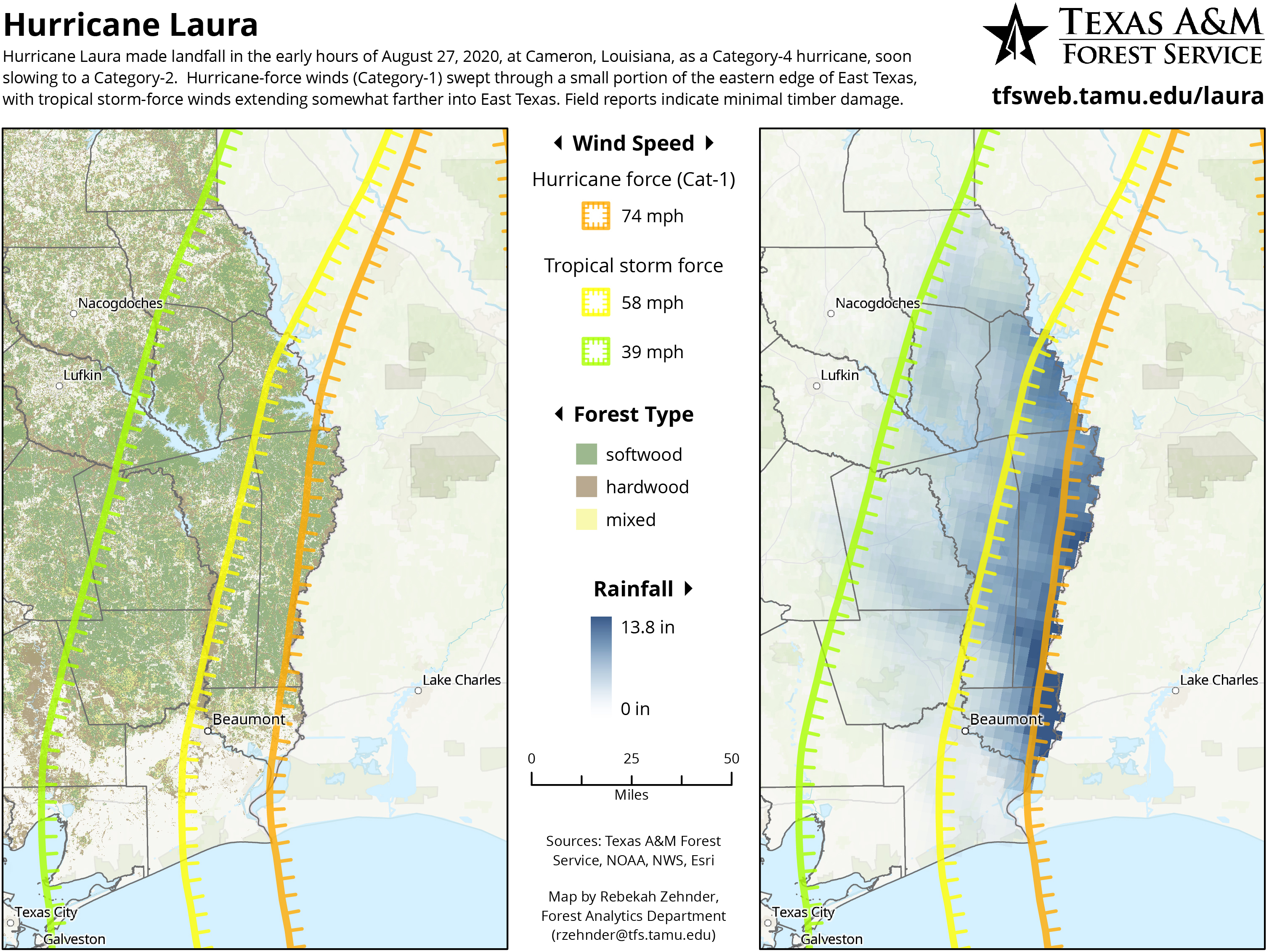 Hurricane Laura Wind Speed map (jpg) Hurricane Laura Wind Speed Map